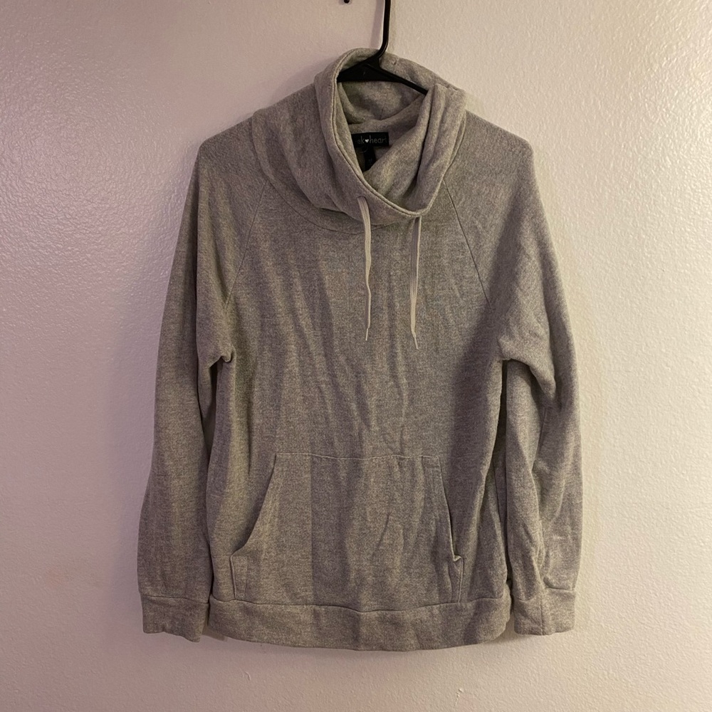 Gray Cowl Neck Hoodie